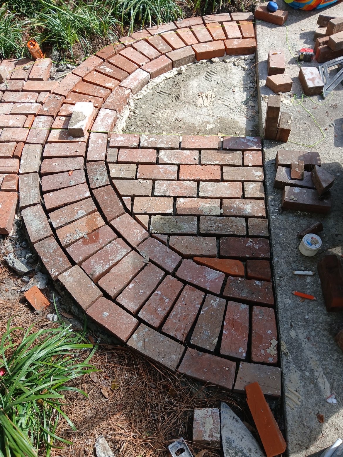 Curved soldier course detail in progress